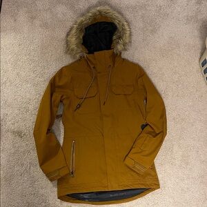 Volcom Women's brown Ski Jacket with Faux Fur Hood